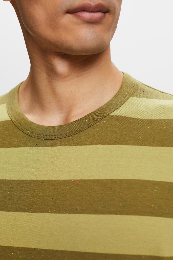 T-shirt rayé en fil comportant des neps, OLIVE, detail image number 2