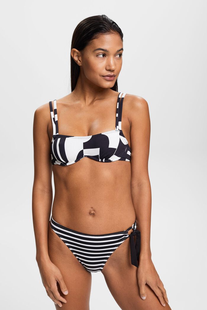 Haut de bikini à armatures, à imprimé rétro, BLACK, detail image number 0