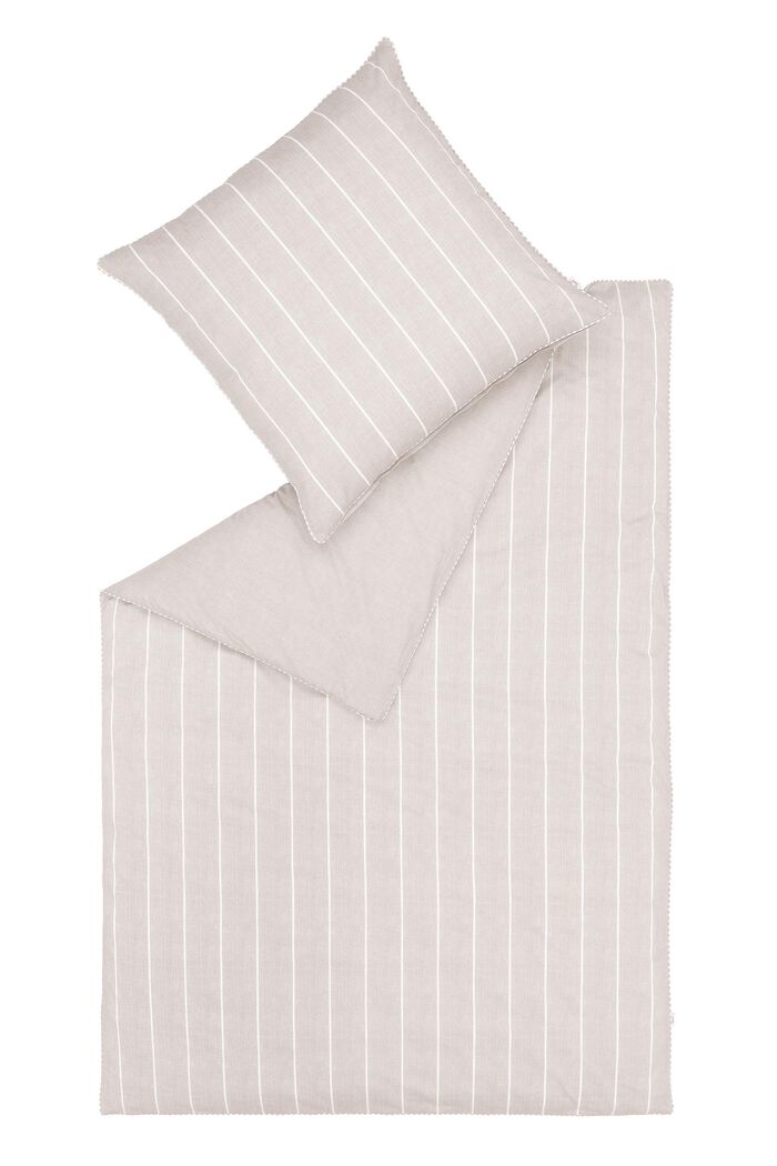 Linge de lit en tissu renforcé à rayures, 100 % coton, BEIGE, detail image number 2