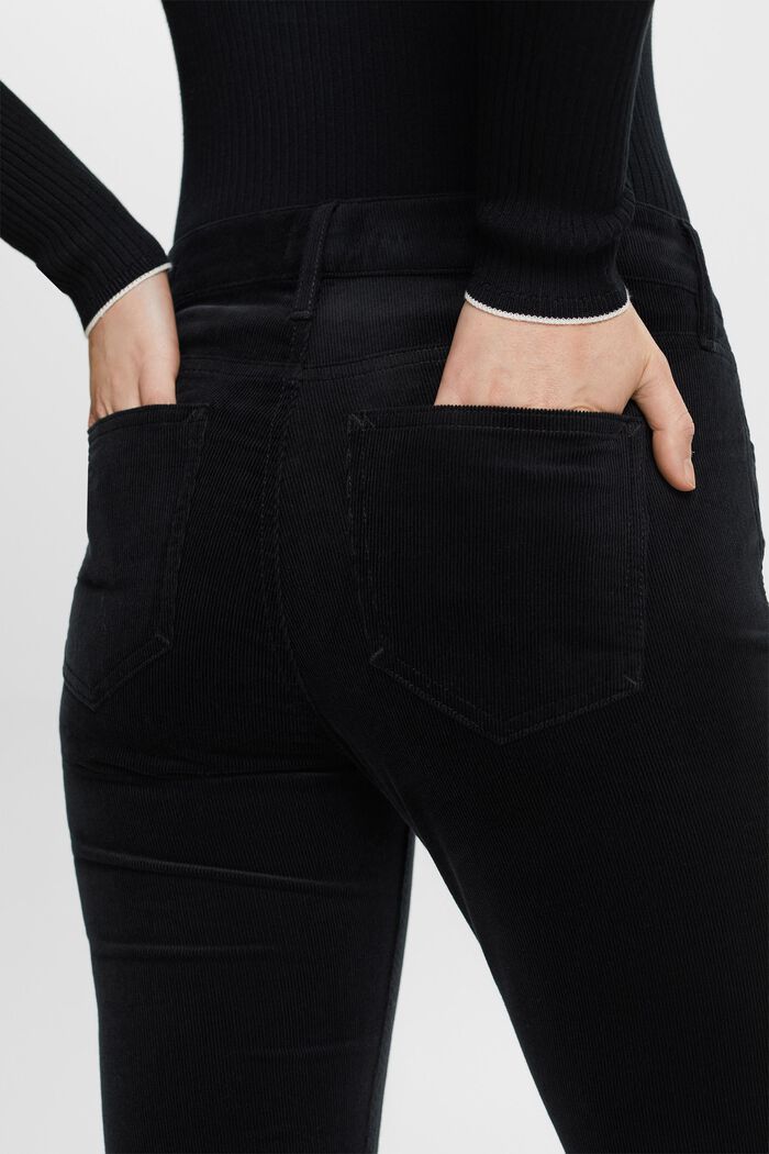 Pantalon slim en velours côtelé à taille mi-haute, BLACK, detail image number 4