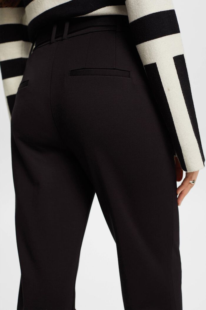 Pantalon taille haute à ceinture, BLACK, detail image number 4