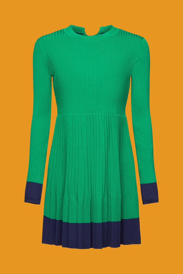 Mini-robe plissée à manches longues et encolure ronde, EMERALD GREEN, detail image number 5
