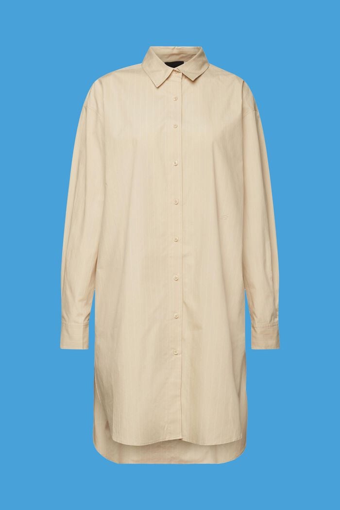 Hemdblusenkleid mit Nadelstreifen, 100 % Baumwolle, BEIGE, detail image number 6