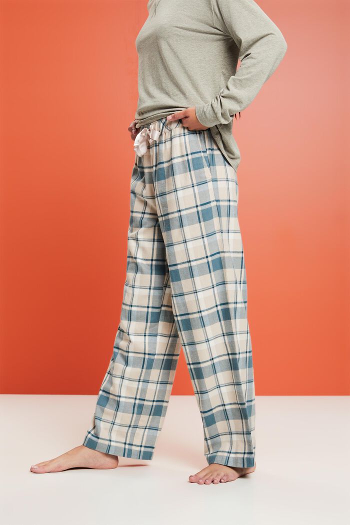 Pantalon de pyjama à carreaux en flanelle, TEAL BLUE, detail image number 0