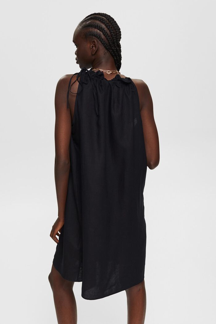 Mit Leinen: Kleid mit Neckholder-Ausschnitt, BLACK, detail image number 2