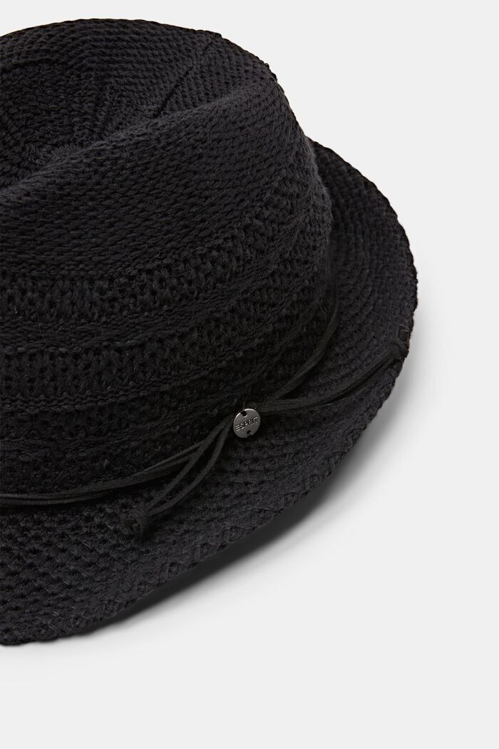 Chapeau fedora en maille, BLACK, detail image number 1