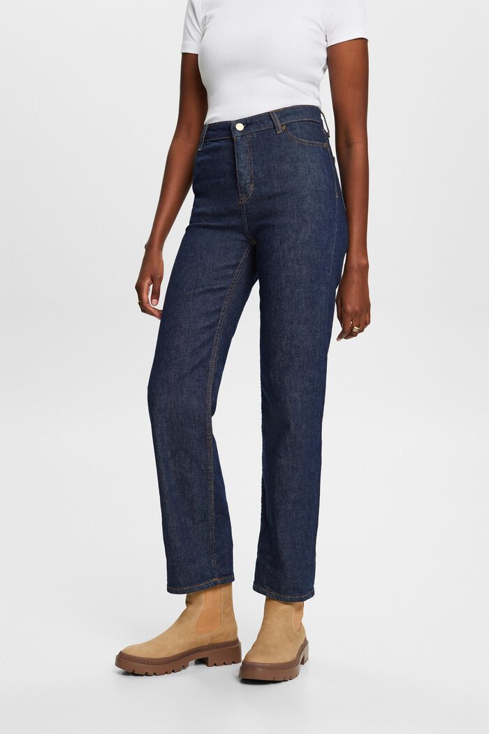 Premium Selvedge-Jeans: gerade Passform-hoher Bund, BLUE RINSE, detail image number 2