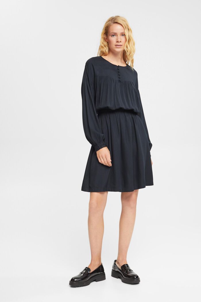 Kleid mit elastischem Taillenbund, LENZING™ ECOVERO™, BLACK, detail image number 2