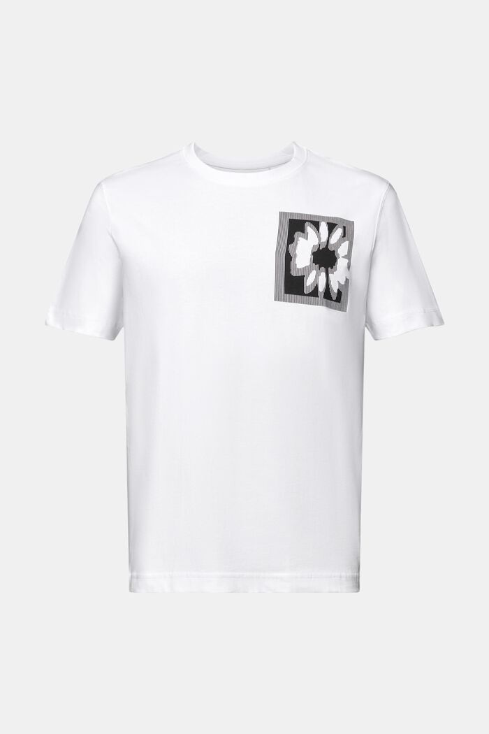 T-Shirt mit floralem Print und Logo, WHITE, detail image number 6