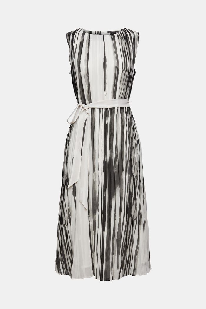 Recycelt: plissiertes Kleid mit Muster, BLACK, detail image number 7