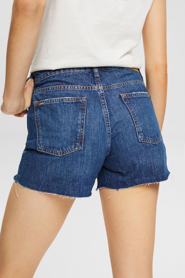 Jeans-Shorts im Used-Look, 100% Baumwolle, BLUE DARK WASHED, detail image number 4