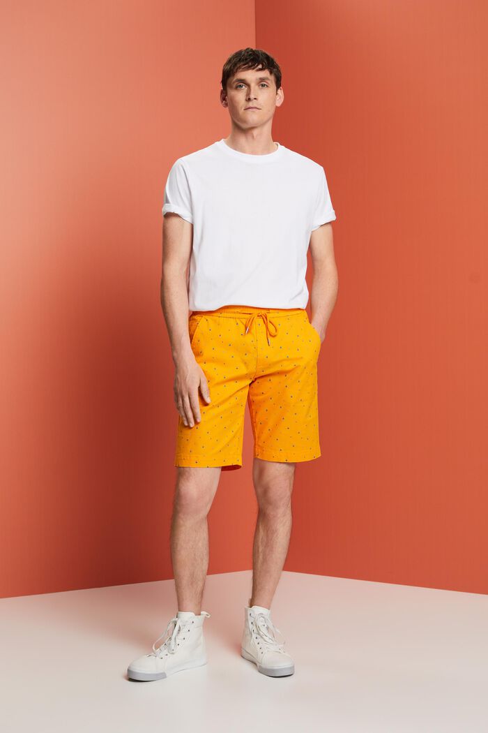 Gemusterte Pull-on-Shorts, Baumwollstretch, BRIGHT ORANGE, detail image number 5