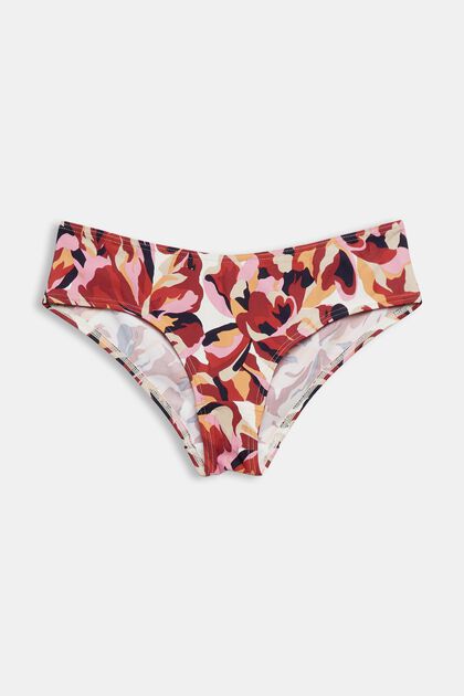 Bas de bikini taille basse à imprimé à fleurs, DARK RED, overview