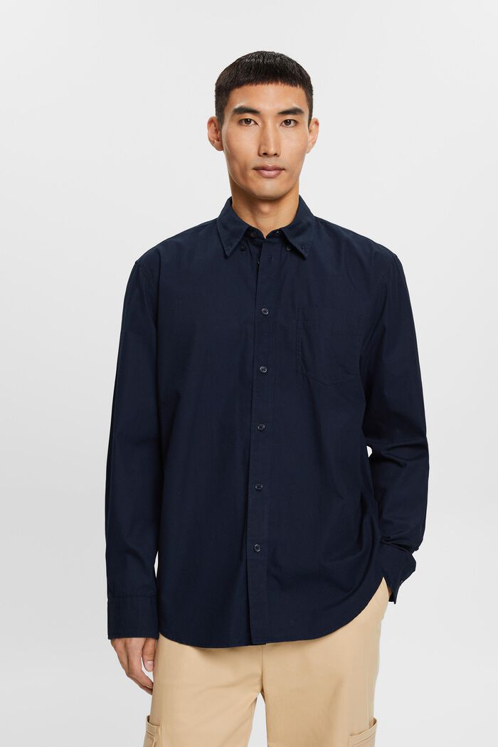 Button-Down-Hemd aus Popeline, 100 % Baumwolle, NAVY, detail image number 0