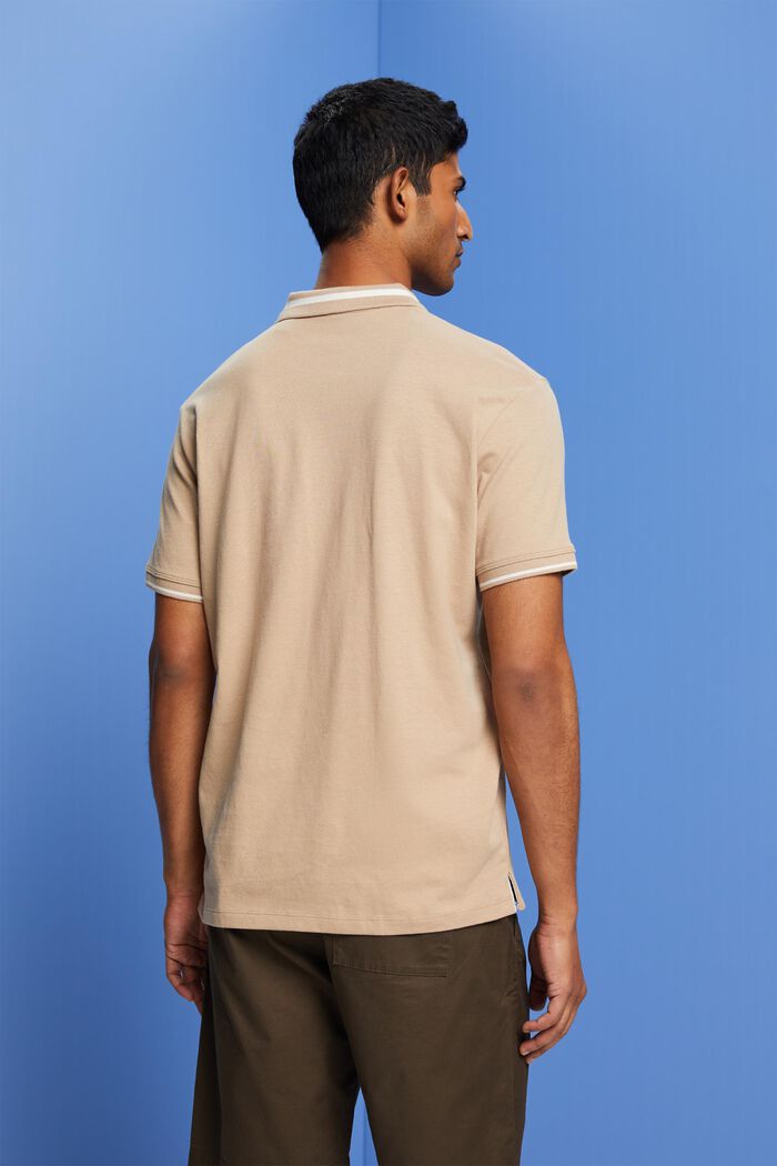 Polo-Shirt aus Jersey, Baumwollmix, SAND, detail image number 3