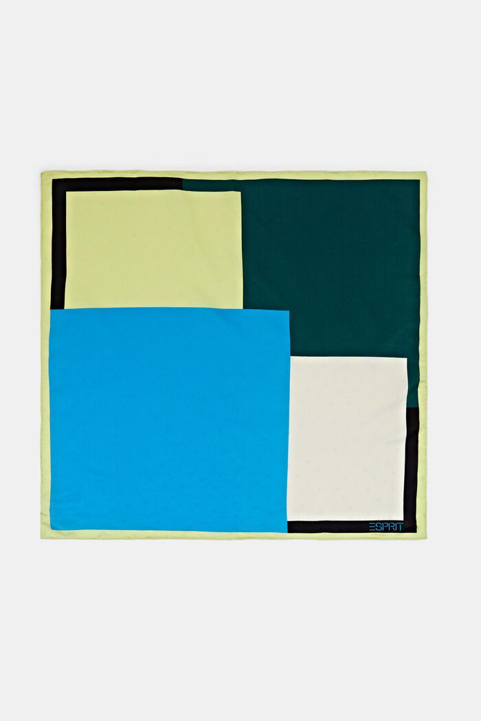 Bandana carré imprimé en soie mélangée, GREEN, detail image number 2