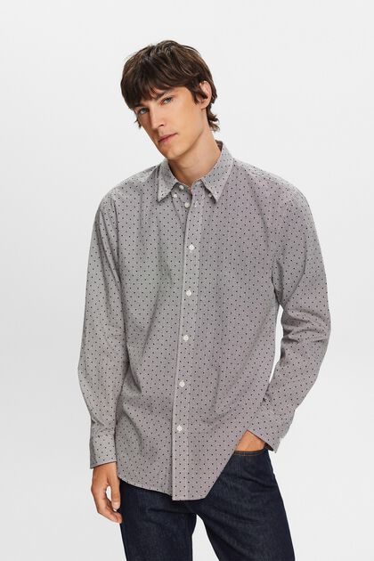 Gemustertes Button-Down-Hemd, 100 % Baumwolle