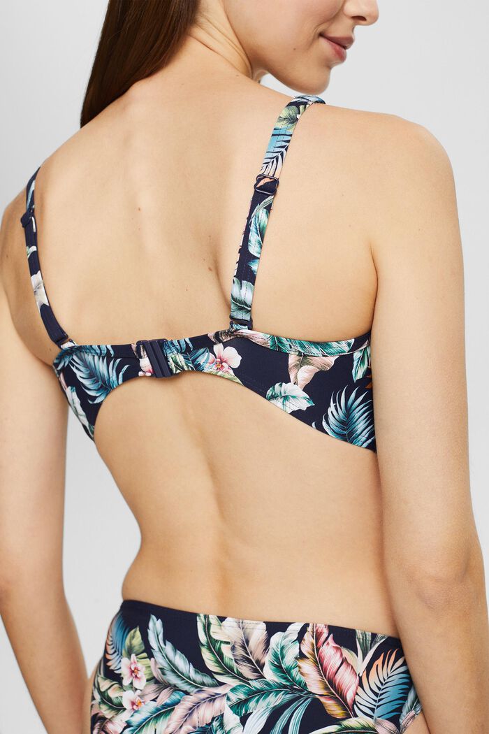 Recycelt: Big-Cup-Top mit Tropical-Print, NAVY, detail image number 1