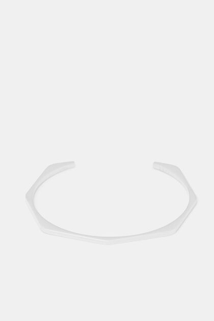 Bracelet rigide de forme angulaire, acier inoxydable, SILVER, overview