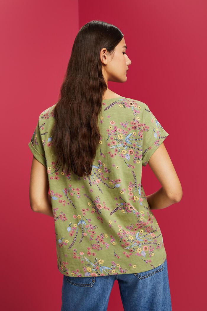 Baumwoll-T-Shirt mit floralem Print, PISTACHIO GREEN, detail image number 3