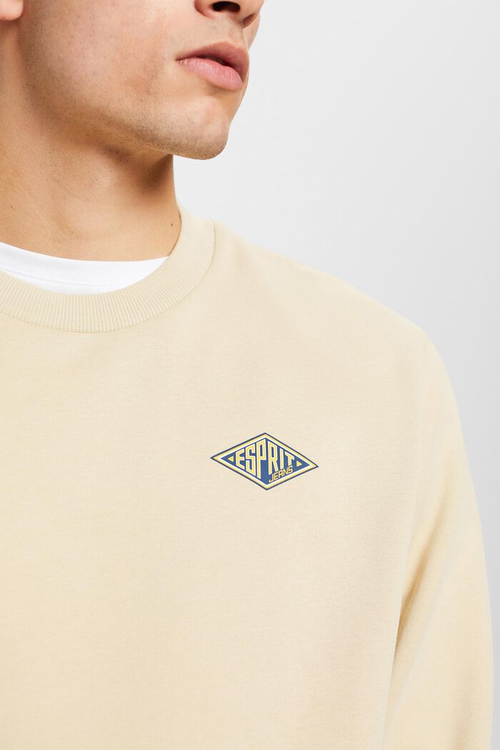 Sweat-shirt à col rond avec logo imprimé, BEIGE, detail image number 2