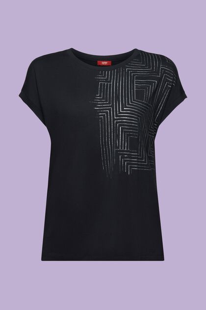 Jersey-T-Shirt mit Print, LENZING™ ECOVERO™