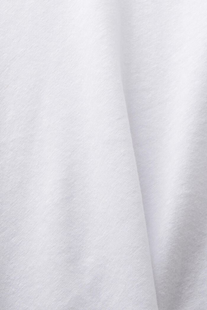 T-Shirt mit V-Ausschnitt aus Baumwolle-Leinen-Mix, WHITE, detail image number 4