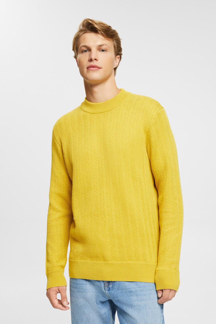 Sweater mit Fischgrat-Muster, DUSTY YELLOW, detail image number 1