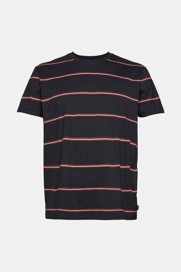 Jersey-T-Shirt mit Streifen, BLACK, overview