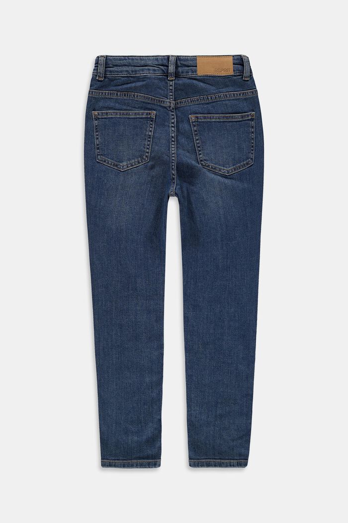 Mom-Jeans aus Baumwolle mit Verstellbund, BLUE MEDIUM WASHED, detail image number 1