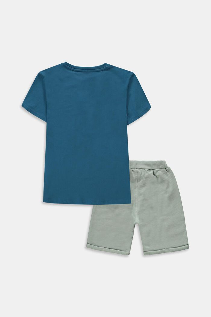 Set: T-Shirt und Shorts, 100% Baumwolle, TURQUOISE, detail image number 1