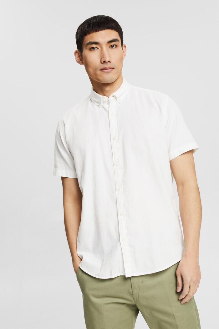 Hemd mit Button-Down-Kragen, OFF WHITE, overview