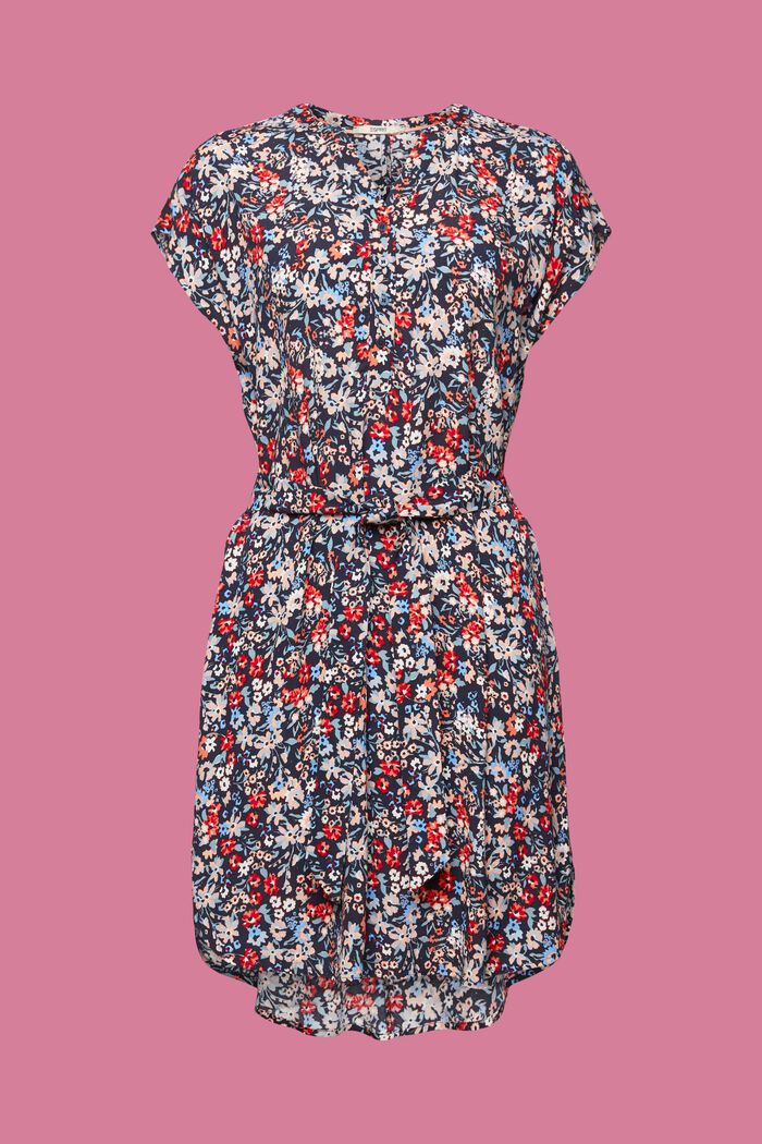 Kleid mit Gürtel und Crêpe-Effekt, NAVY, detail image number 6