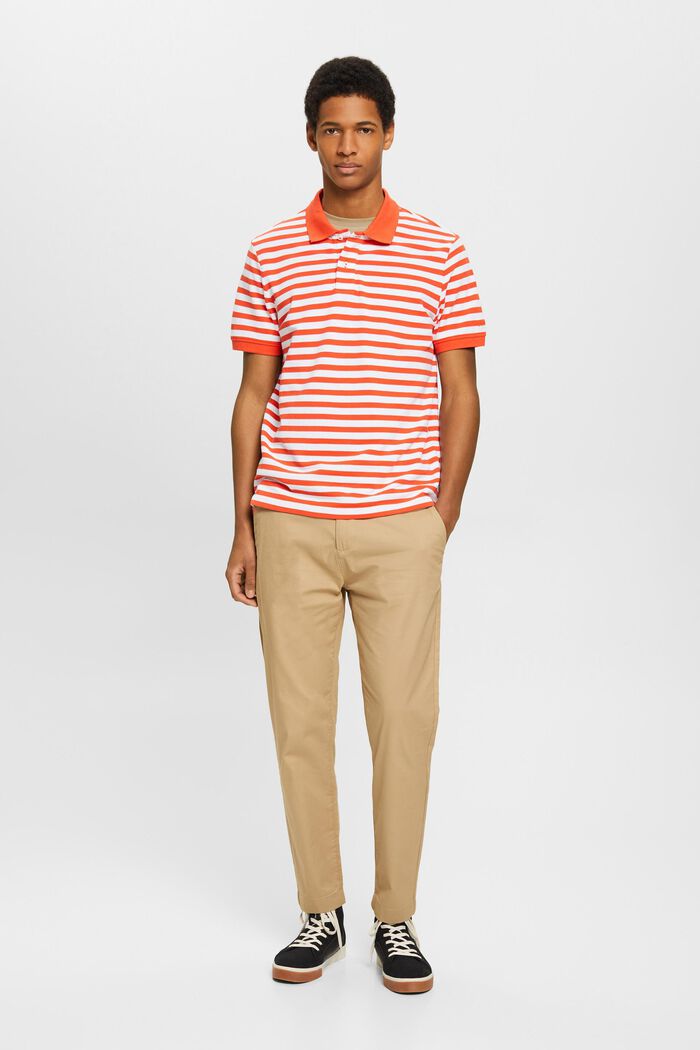 Polo rayé coupe Slim Fit, ORANGE RED, detail image number 4