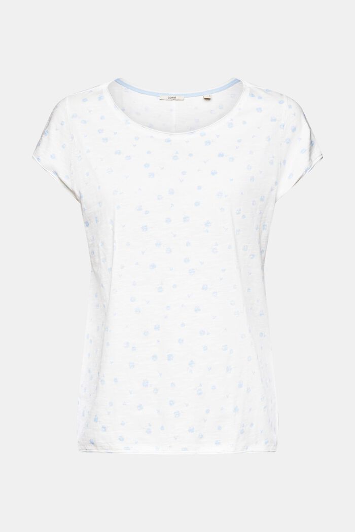 T-shirt à fleurs et bords roulottés, OFF WHITE, detail image number 7