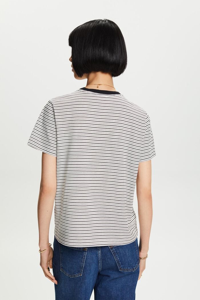 T-Shirt mit Streifen, 100% Baumwolle, OFF WHITE, detail image number 3