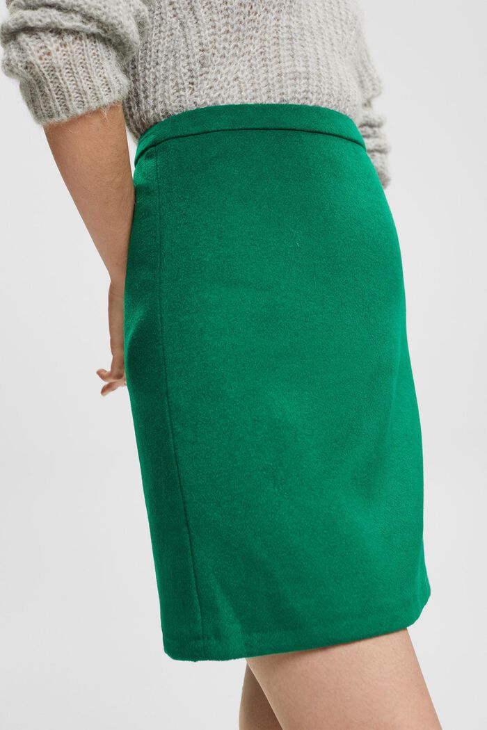 Mini-jupe en laine mélangée, EMERALD GREEN, detail image number 3