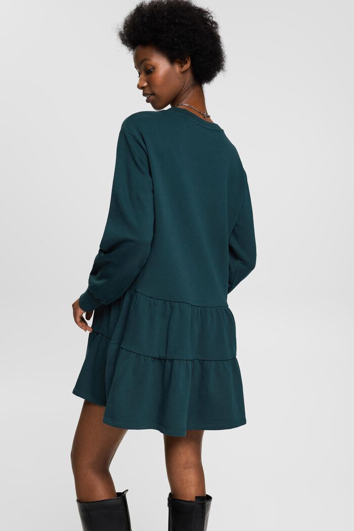 Mini-Sweatshirt-Kleid mit Rüschen, DARK TEAL GREEN, detail image number 3
