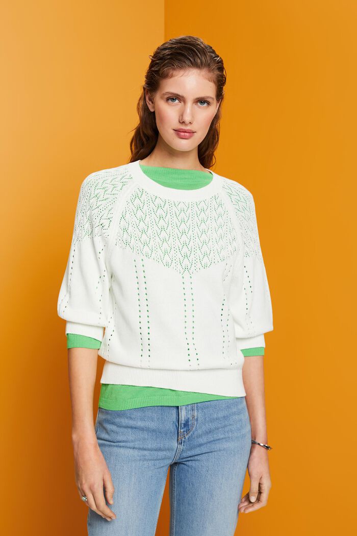 Pull au crochet, OFF WHITE, detail image number 0