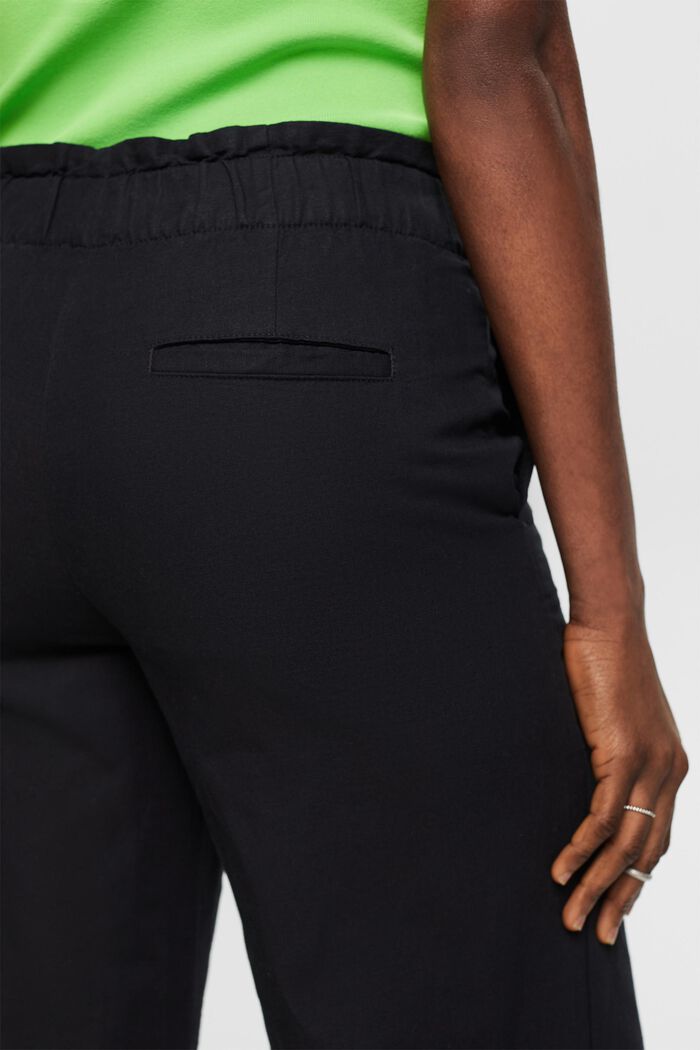 Jupe-culotte cropped en coton et lin, BLACK, detail image number 3