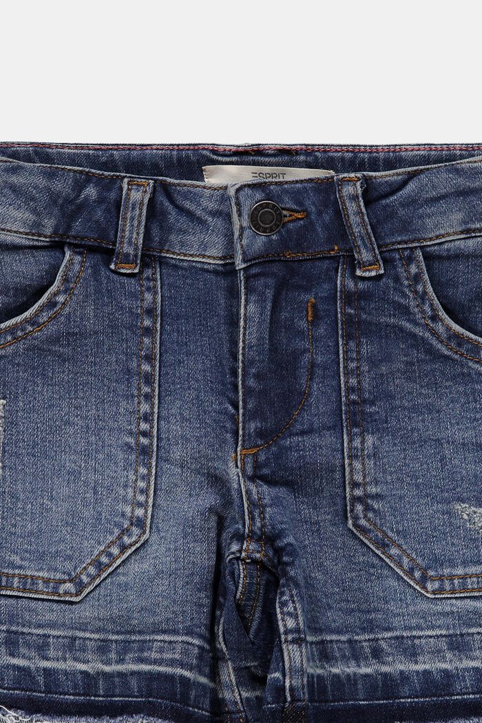 En matière recyclée : le short en jean à taille ajustable, BLUE MEDIUM WASHED, detail image number 2