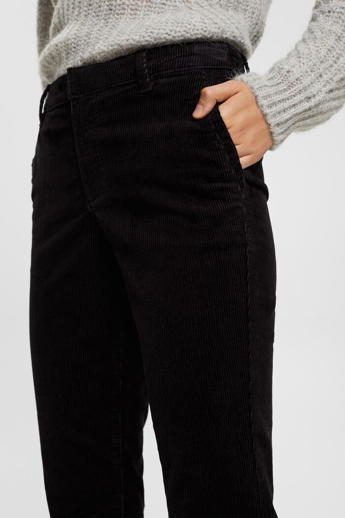 Pantalon en velours côtelé à taille mi-haute, BLACK, detail image number 0