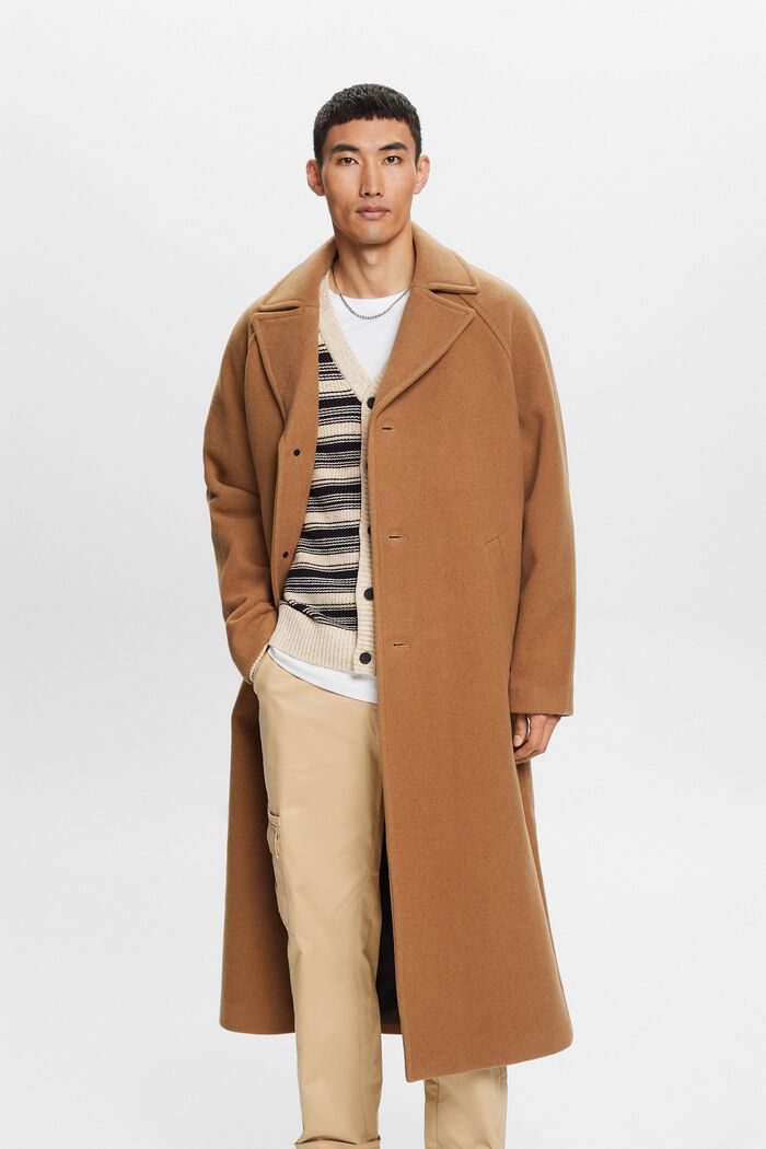 Manteau en laine mélangée, CAMEL, detail image number 7