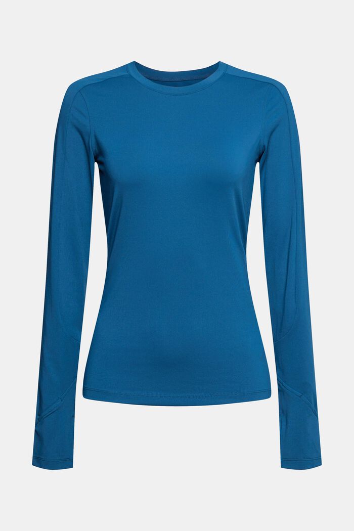 En matière recyclée : le t-shirt de sport à manches longues, E-DRY, PETROL BLUE, detail image number 5