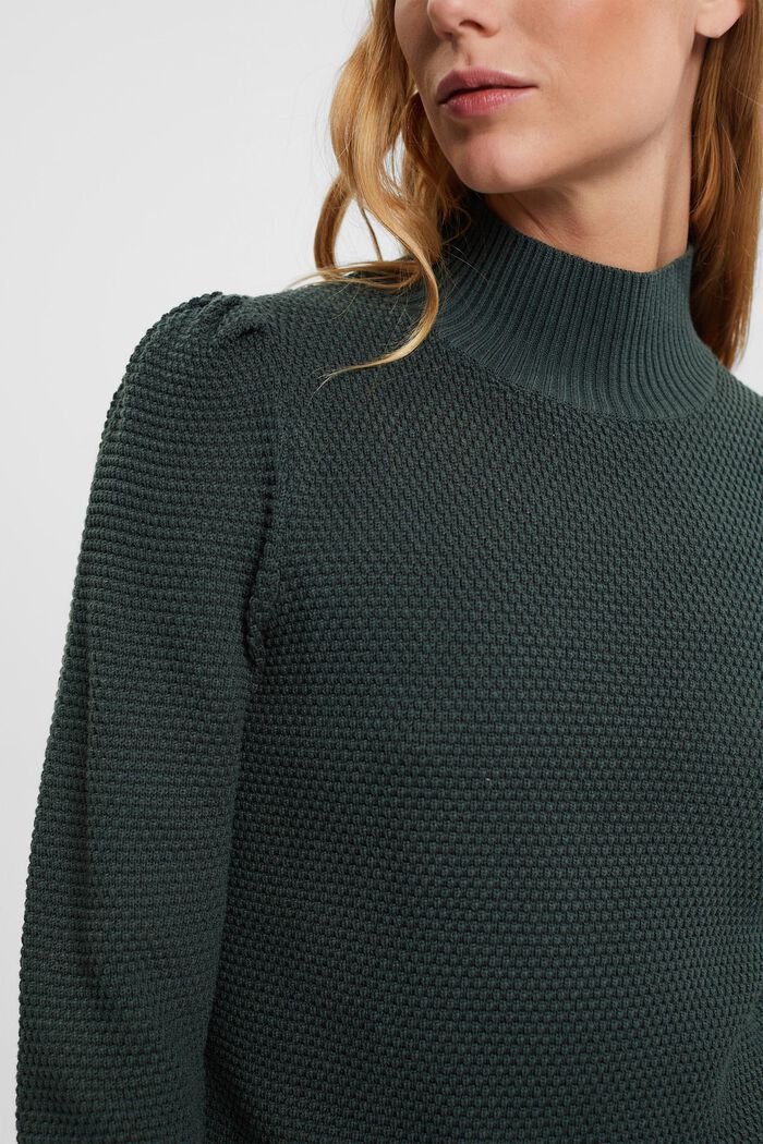 Strukturierter Pullover mit Stehkragen, DARK TEAL GREEN, detail image number 0