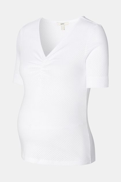 T-shirt en maille pointelle, coton biologique, BRIGHT WHITE, overview