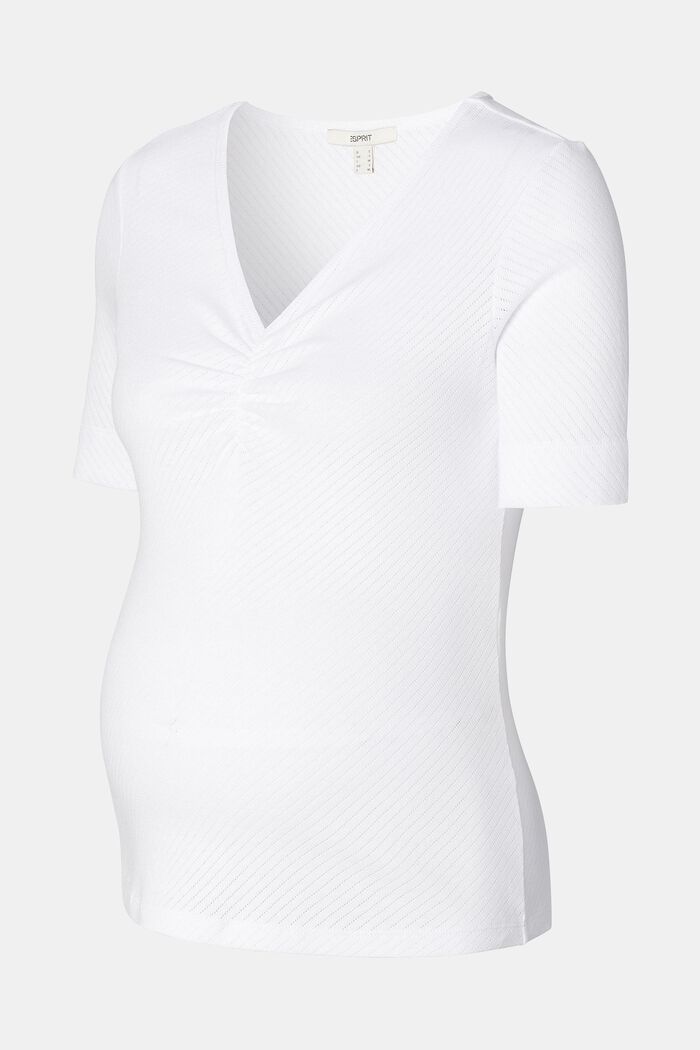 T-shirt en maille pointelle, coton biologique, BRIGHT WHITE, detail image number 4