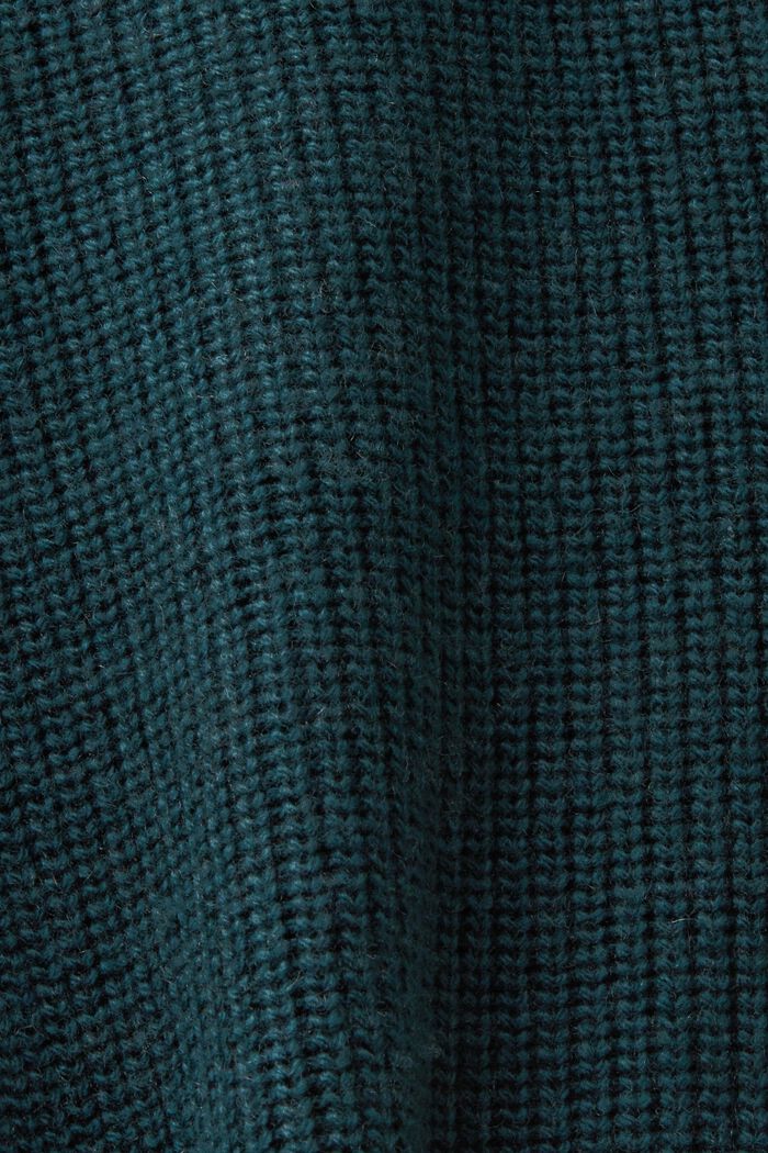 Pull sans manches en maille côtelée de laine mélangée, NEW EMERALD GREEN, detail image number 5