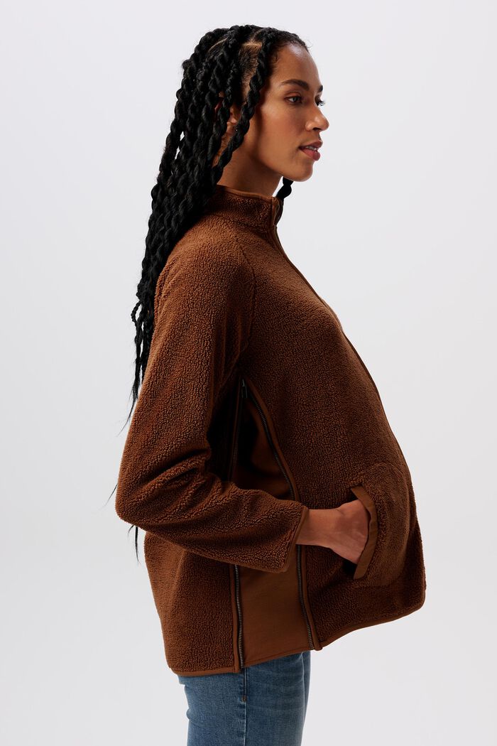 MATERNITY Sweat-shirt en polaire bouclette effet peluche, TOFFEE BROWN, detail image number 2