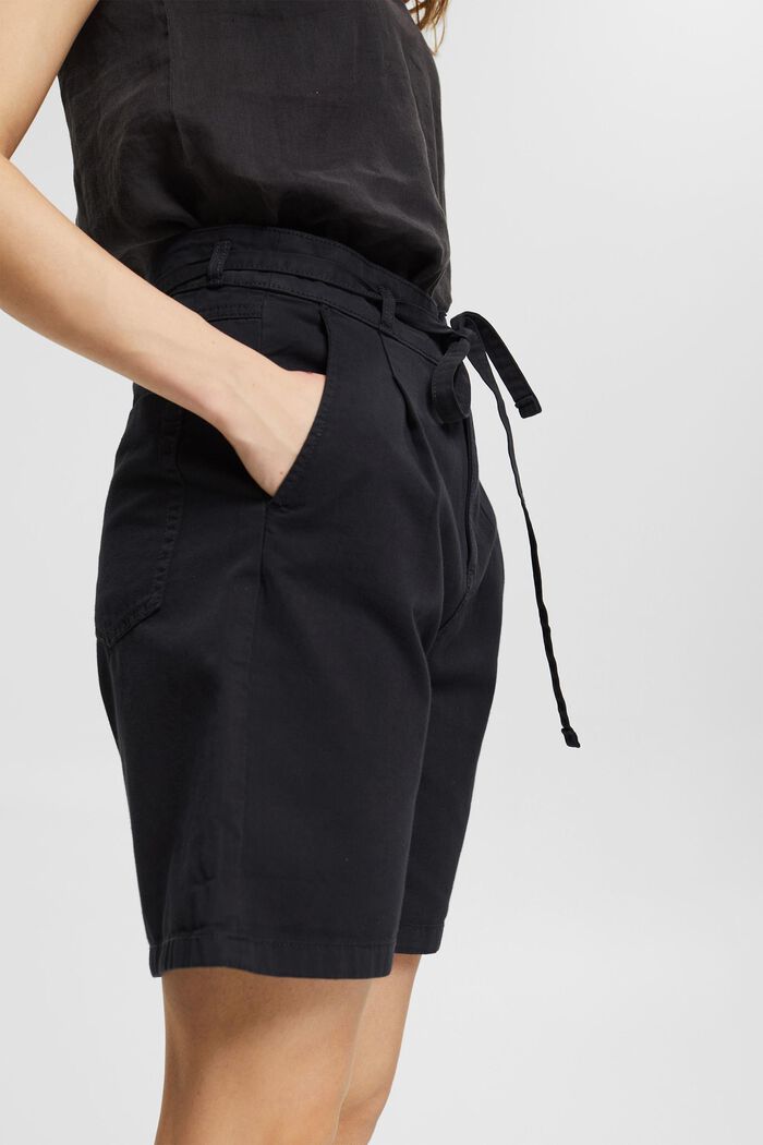 Highwaist-Shorts aus 100% Pima-Baumwolle, BLACK, detail image number 0
